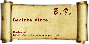 Barinka Vince névjegykártya